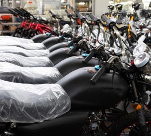 production of motorcycles on an industrial scale, warehouse for finished products.